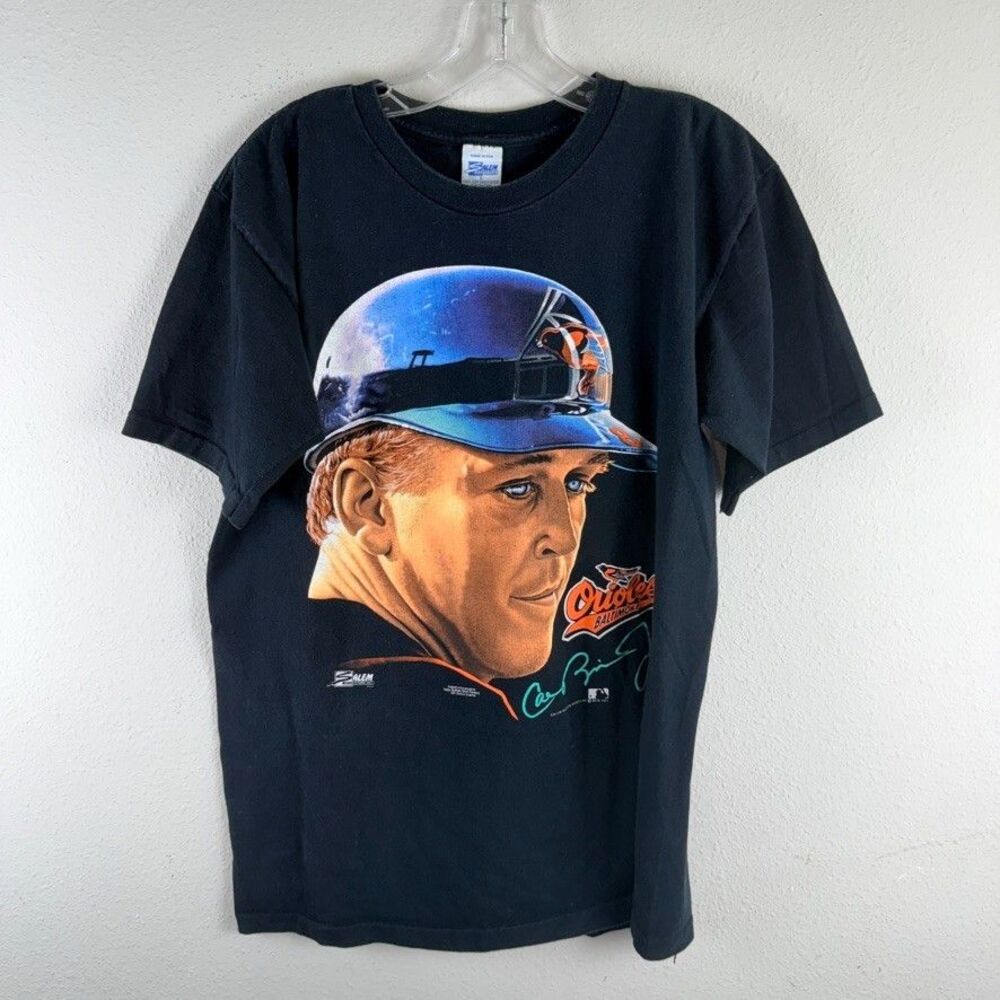 1991 Cal Ripken Jr. Big Head Single Stitch T-Shirt Vintage VTG Orioles L Salem